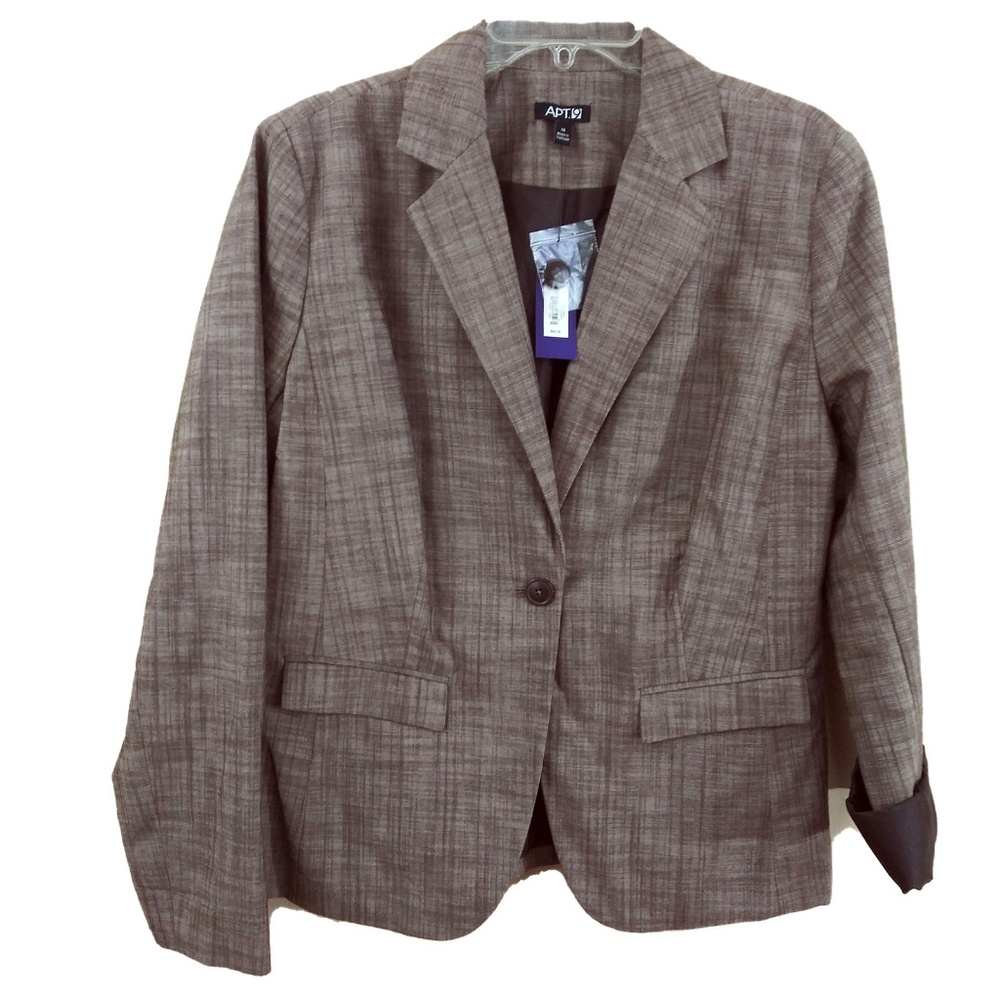 New With Tags Apt 9 Blazer - Brown, Lined, SZ 14